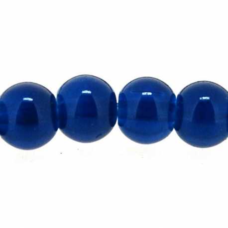 Glaskraal, rond, donkerblauw, 6 mm (streng)