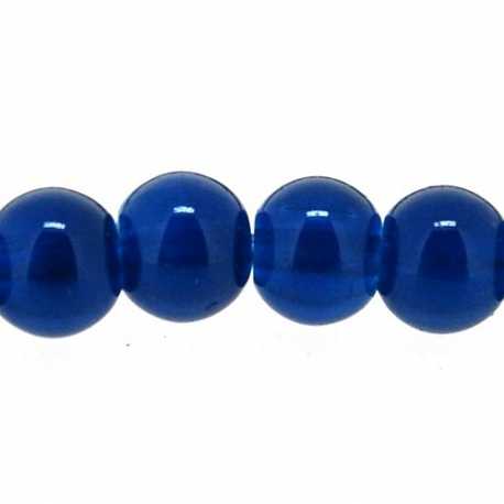 Glaskraal, rond, donkerblauw, 8 mm (streng)