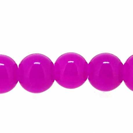 Glaskraal, rond, fuchsia, 8 mm (streng)