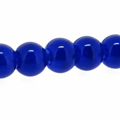 Glaskraal, rond, blauw, 4 mm (streng)
