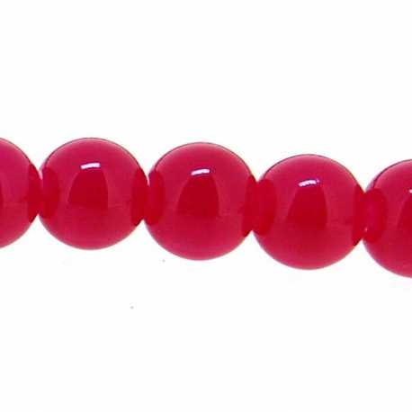 Glaskraal, rond, cerise, 6 mm (streng)