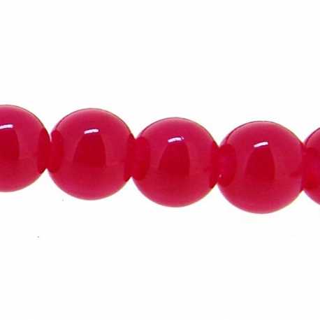 Glaskraal, rond, cerise, 8 mm (streng)