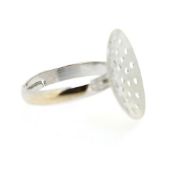 Ring, verstelbaar, zilver, vlak met gaatjes van 18 mm (1 st.)