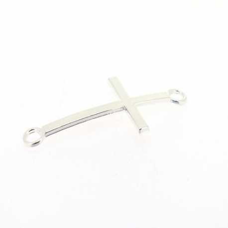 Metaal, tussenstuk, zilver, kruis, gebogen, 43 mm (3 st.)