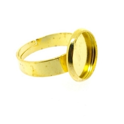 Metaal, verstelbare ring voor cabochon/plaksteen van max. 12 mm, goud (1 st.)