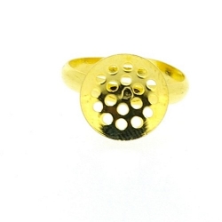 Metaal, verstelbare ring voor o.a. plaksteen/cabochon van ca. 12 mm, goud (1 st.)