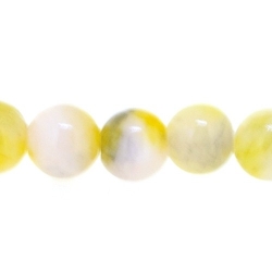 Gekleurd steen kraal, rond, geel/grijs/wit gemeleerd, 5 mm (streng)