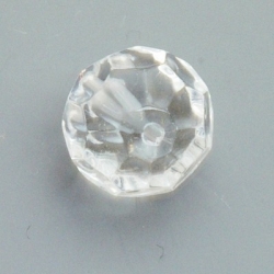 Glaskraal, rond met facetten, transparant, 14 mm (5 st.)