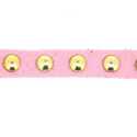 Veter met goudkleurige studs, 6 mm, roze (1 meter)