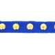 Veter met goudkleurige studs, 6 mm, blauw (1 meter)