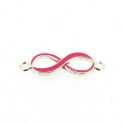 Metaal, tussenstuk, zilver, emaille, fuchsia, infinity teken, gebogen, 33 mm (3 st.)