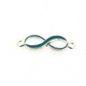 Metaal, tussenstuk, zilver, emaille, petrol, infinity teken, gebogen, 33 mm (3 st.)
