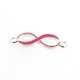 Metaal, tussenstuk, zilver, emaille, fuchsia, infinity teken, gebogen, 33 mm (3 st.)