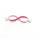 Metaal, tussenstuk, zilver, emaille, fuchsia, infinity teken, gebogen, 33 mm (3 st.)