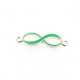 Metaal, tussenstuk, zilver, emaille, groen, infinity teken, gebogen, 33 mm (3 st.)