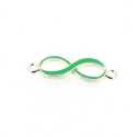 Metaal, tussenstuk, zilver, emaille, groen, infinity teken, gebogen, 33 mm (3 st.)
