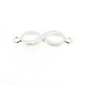 Metaal, tussenstuk, zilver, emaille, wit, infinity teken, gebogen, 33 mm (3 st.)