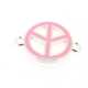 Metaal, tussenstuk, zilver, emaille, roze, Peace teken, gebogen, 25 mm (3 st.)