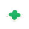 Metaal, tussenstuk, zilver, emaille (beide zijden), groen, bloem, 21 mm (3 st.)