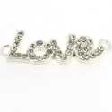 Metaal, verdeler/tussenstuk, zilver, strass, 'Love', 29 mm (3 st.)