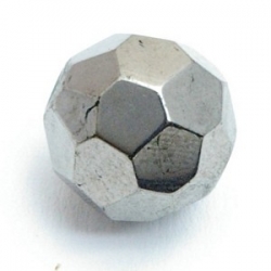 Glaskraal, rond met facetten, metal blue, 12 mm (10 st.)