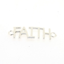 Metaal, verdeler/tussenstuk, zilver, 'Faith', 38 mm (3 st.)