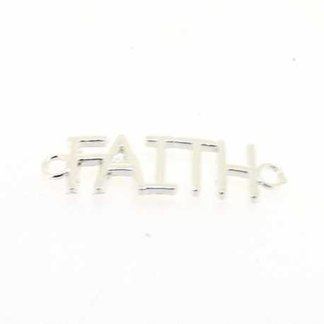 Metaal, verdeler/tussenstuk, zilver, 'Faith', 38 mm (3 st.)