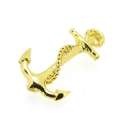 Metaal, verdeler/tussenstuk, goud, anker, 28 mm (2 st.)