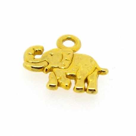 Metaal, bedel, goud, olifant, 12 mm (10 st.)