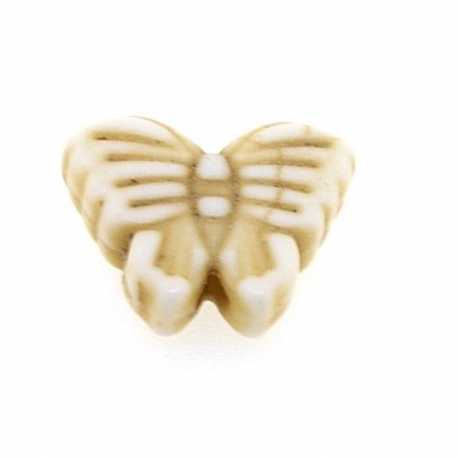 Gekleurd Turquoise kraal, wit, vlinder, 13 mm (ca. 24 st.)