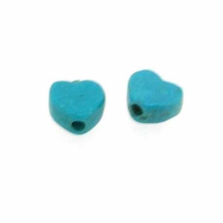 Gekleurd Turquoise. kraal, turquoise, hart, 5 mm (streng)