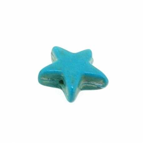 Gekleurd Turquoise, kraal, ster, turquoise, 11 mm (ca 42 st.)