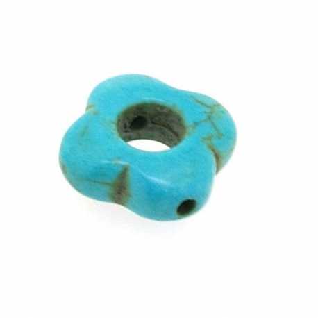 Gekleurd Turquoise, kraal, turquoise, boem, open, 14 mm (streng)