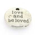 Bedel, rond, 'Love and beloved', zilver, 20 mm (3 st.)