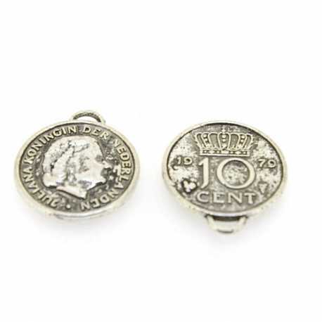 Metaal, bedel, zilver, dubbeltje, 17 mm (5 st.)