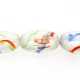 Glaskraal, ovaal, transparant met rood/groen/blauw, 14 x 10 mm (streng)