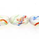 Glaskraal, ovaal, transparant met rood/groen/blauw, 14 x 10 mm (streng)