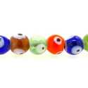 Glaskraal, rond, Turks oog, mix, 10 mm (streng)