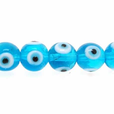 Glaskraal, rond, Turks oog, 10 mm (streng)