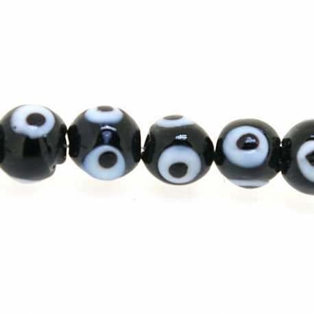Glaskraal, rond, Turks oog, zwart, 6 mm (streng)