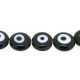 Glaskraal, rond, plat, Turks oog, zwart, 8 mm (streng)
