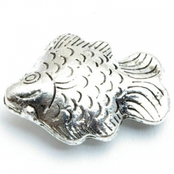 Metaal, bedel, vis, zilver, 25 mm (1 st.)