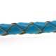 Natuurleer, rond, gevlochten, blauw, 3 mm (1 meter)