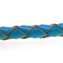 Natuurleer, rond, gevlochten, blauw, 3 mm (1 meter)