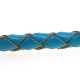 Natuurleer, rond, gevlochten, blauw, 4 mm (1 meter)