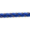 Natuurleer, rond, gevlochten, donkerblauw, 4 mm (1 meter)