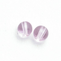 Glaskraal, rond, roze, 6 mm (streng)