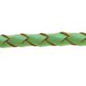 Natuurleer, rond, gevlochten, lichtgroen, 4 mm (1 meter)