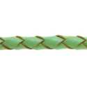 Natuurleer, rond, gevlochten, lichtgroen, 5 mm (1 meter)