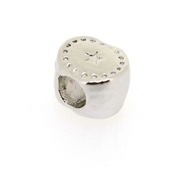 DQ metaal, leerschuiver, zilver, ovaal, 10 x 8 mm, voor rond leer van max 4,6 mm (5 st.)